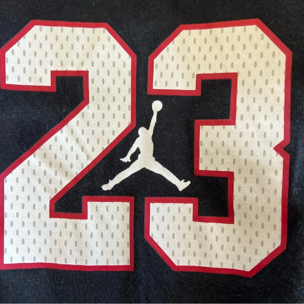 Jordan Baby Bodysuit Size 3-6 Months Jumpman Logo Black With Red Trim #23